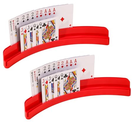 SoeUyd 2 Piezas Soporte para Juego de Cartas, Soporte para Poker Naipes, Soportes de Naipes de Diseño Curvo, Funcionamiento Manos Libres, Apto para Adultos y Personas Mayores