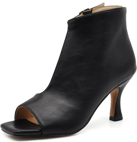 Stivaletti Scarpe da Donna Sandali A Tronchetti Spuntati da Sera Cerimonia Matrimonio Tacco A Rocchetto MP2641-1 Nero N.37