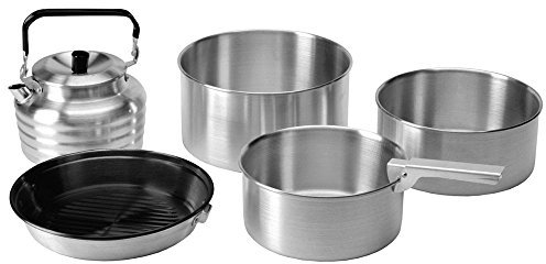 Vango Koch Cook Set inkl. 3 Pots mit Removable Handle Non-Stick Frying Pan und Kettle, Silver, one Size