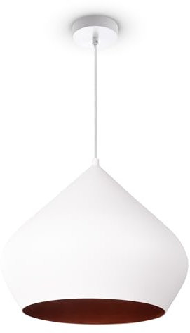 Paco Home Pendellampa Matrum Hänglampa Kökslampa Matsalslampa Hängande Skärm 1,5m Textilkabel E27 Industriell, Färg:Koppar(Ø38 cm), Typ av lampa___Färg:Pendelbelysning - Vit