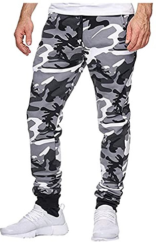Wlabe💋 Homme Cargo Pantalon Camouflage Hommes Combat Pantalons Treillis Militaire Multi Poches Pantalons de Travail Sport Cordon de Serrage Survêtement Lâche