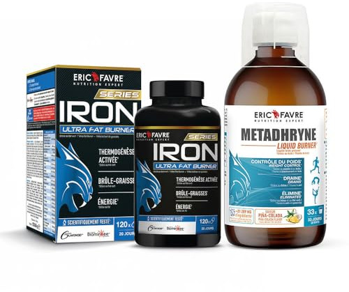 PACK Objectif Minceur BRULE GRAISSE IRON ULTRA FAT BURNER E.A.A + LIQUID BURNER Pina Colada 3 en 1 - Minceur Femme et Homme - Eric Favre