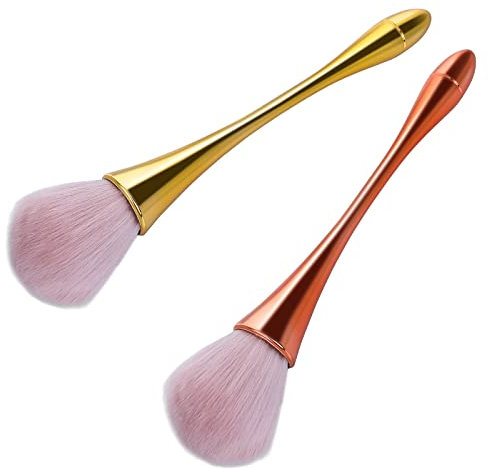 Prasacco 2 Stück Rouge-Pinsel, Großer Makeup-Pinsel Weiche Flauschige Puderpinsel Professioneller Gesichtspinsel für Grundierungen, Rouge und Highlighter (Gold, Roségold)