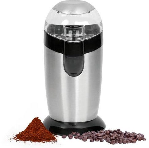 Avilia Trita Caffè Elettrico con Lame in Acciaio Inox e Contenitore Igienico - Macinacaffè per Caffè Fresco e Aromatico, 120W