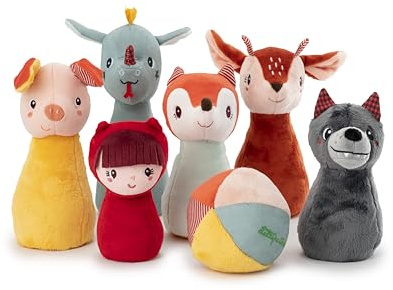 LILLIPUTIENS - Gioco di Bowling per Bambini in Tessuto - 6 Birilli Divertenti e Palla Sonora - Set da Bowling per Bambini - Adatto a sviluppare la motricità dei più Piccoli - dai 18 Mesi - 83465