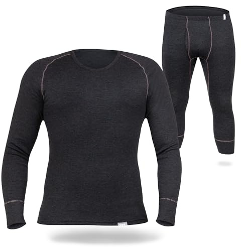 SES Biancheria intima termica da uomo, a 3/4, lunghezza dalla S alla 4XL, traspirante e durevole, in cotone, calore e comfort per inverno, sci e attività all'aperto, antracite., 4XL