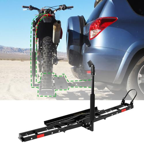 227 kg Motorrad-Kupplungsträger, Motorrad Dirt Bike Scooter Carrier Hitch Mount Rack Hauler Anhänger mit Laderampe und Kippsicherung