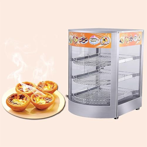 Vetrine alimenti riscaldati Scaldavivande for Vetrine for Cibi Caldi, con Illuminazione, Scaldavivande Commerciale in Acciaio Inossidabile a 3 Livelli, Intervallo di Temperatura da 0,8 kW 30-85 °C, fo
