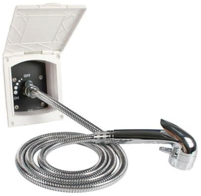 Marvix Prise de Douche Externe et Ensemble de Tête de Douche à Déclencheur Blanc pour Camping-car, Caravane, Camping-car, Box pour Chevaux