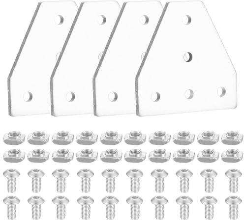 Lot de 4 équerres de montage d'angle pour profil en aluminium 2020, en forme de T à 90 degrés 2020, connecteurs d'angle pour fente de 6 mm avec écrous/vis en T