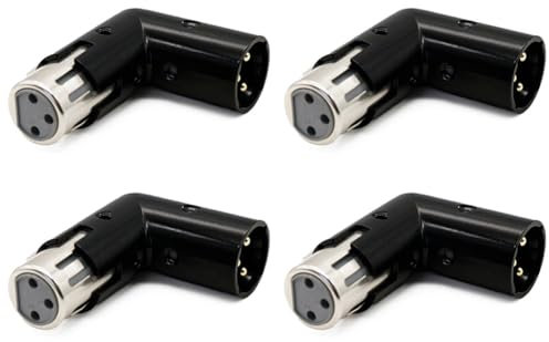 Suoumwa 4 Pièces Adaptateur d'angle XLR 3 Broches Réglable Mâle à Adaptateur XLR 90 Degrés Connecteur Nickelé 3 Broches pour Audio