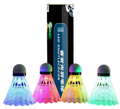 Light Up Shuttlecocks - Nylon Feather Badminton Shuttlecocks | Lighting Shuttlecock | LED Badminton Shuttlecocks | 4X Colorful LED Shuttlecock For Badminton | Dark Night Shuttlecock For Indoor/Outdoor