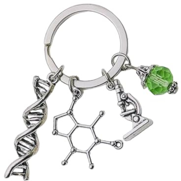 KINSPON Porte-clés molécule de biologie et chimie - Accessoire portable et élégant - Microscope ADN de médecin, a
