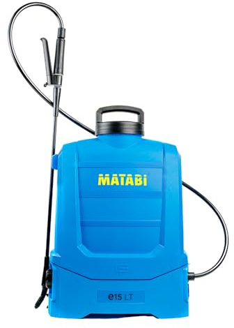 Pulverizador Eléctrico Matabi e15 LT - Batería Extraible Li-Ion - Hasta 150L de Autonomía - Diseño Compacto y Ligero - Correas Acolchadas - Depósito Ergonómico - Boquillas Incluidas - Hecho en España