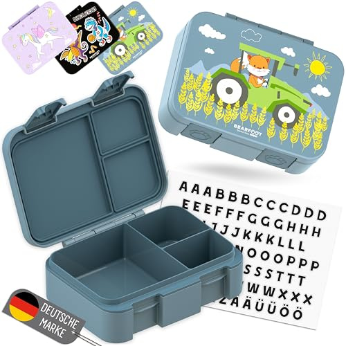 BEARFOOT Bento Box COMPACT Lunchlåda för barn (traktor-blå, 650 ml)