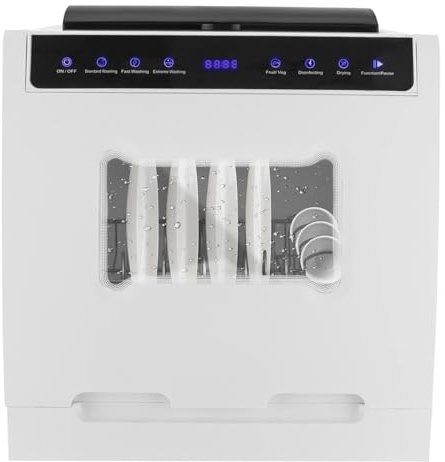 RjcdOPL Mini Lave-vaisselle de Table, 5 Programmes (Standard/Rapide/Intensif/Fruits/Désinfection), 4-6 Personnes, Design Compact 46x41x46cm, Pour Petites Maisons, Appartements