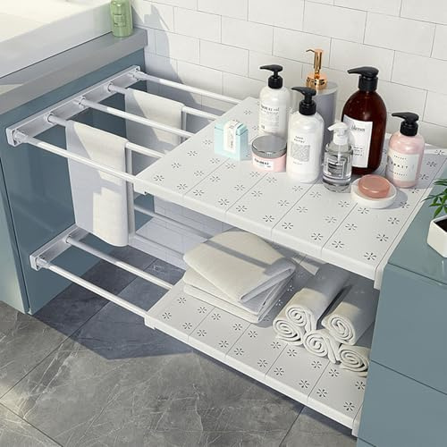 Chingcoo Verstellbare Regale für Schrank, DIY Erweiterbares Einlegeböden Schrankregal, 24cm Weit Nagelfrei Teleskop spannregal für Kleiderschrank, Schrank, Küche Länge30-40cm