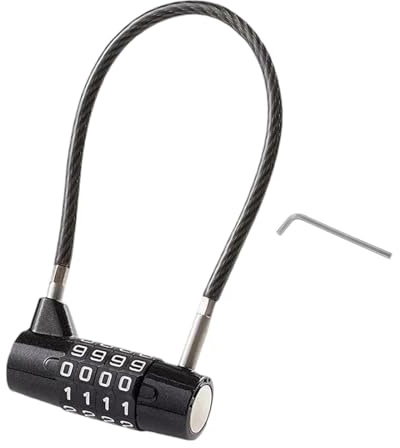 Cadenas à Combinaison, Cadenas Code 4 Chiffres Serrure à Combinaison Avec Câble en Acier de 5mm Upgraded Cadenas Code Étanche pour Gymnase Garage Moto Vélo Valises Armoire de Classement Boîte à Outils