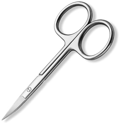 Fingernagelschere,Nagelschere mit Gebogener Spitze,Edelstahl Präzision Nagelhautschere,Nagelschere Linkshänder,Nail Scissors,Hautschere für Schneiden Sie Alternde Nagelhaut oder Gesichtshaare (10x5cm)