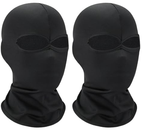 MBSIVSA 2 Piezas Máscara de Pasamontañas, Pasamontañas Moto de 2 Agujeros, Balaclava Negro Máscara de Esquí para Hombre y Mujer (Negro)