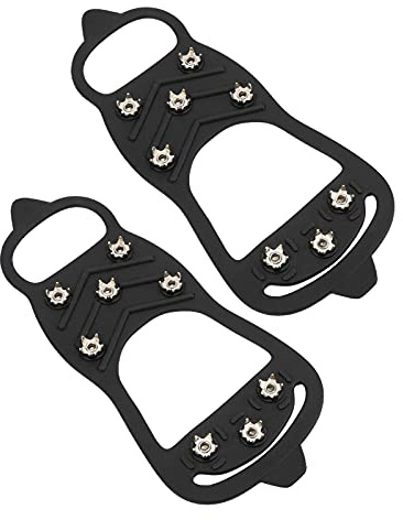 Blaihild Couvre-Pointes de Chaussures, Crampons Antidérapants en Acier Inoxydable à 8 Dents avec Silicone Flexible, pour la Marche sur Neige en Plein Air, la Randonnée, L'alpinisme,