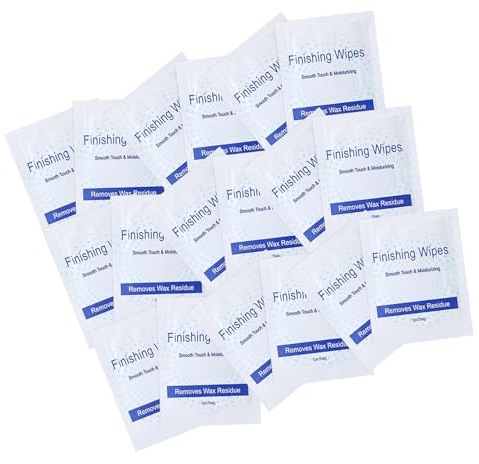 MALUGOGO Lot de 50 lingettes pour enlever la cire pour femme, tampons de finition post-épilation avec huile nettoyante, chiffons doux jetables pour un nettoyage efficace de la cire capillaire et