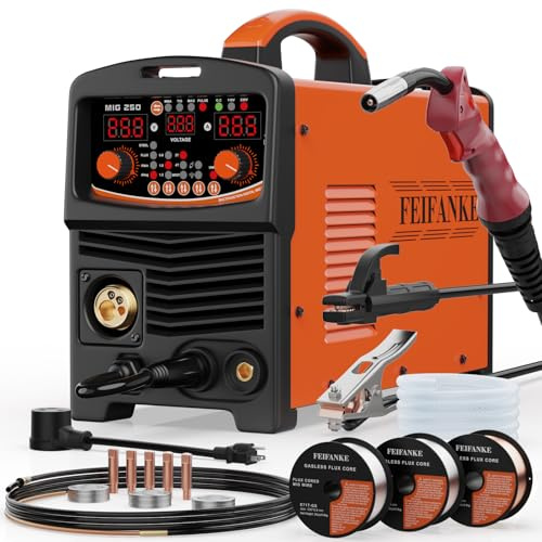 FEIFANKE 250A Aluminum MIG Welder 110V/220V, 6 In 1 Flux Core MIG Welder