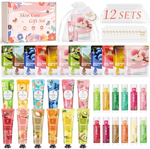 60PCS Coffret Cadeau Femme – Set Hydratant avec Masque,Crème & Baume Lèvres | coffret cadeau ado fille,Idéal comme petit cadeau pour anniversaire, Noël, fête des mères ou baby shower