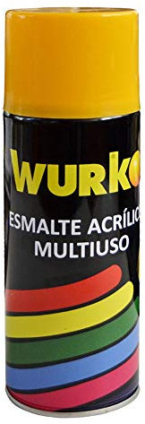 Wurko - Spray Pintura Esmalte Acrílica Amarilla, Bote 400 ml