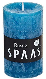Spaas Lot de 12 Bougies Pilier rustiques Non parfumées Turquoise 48 mm x H 80 mm