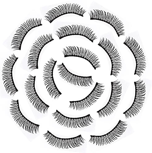 ZHIYE False Eyelashes, 10 Pairs Faux Mink False Lashes Long Thick Eyelashes for Makeup Eyelashes Extension, 3D Hand-made Natural Reusable Fake Eye Lashes with Tweezers