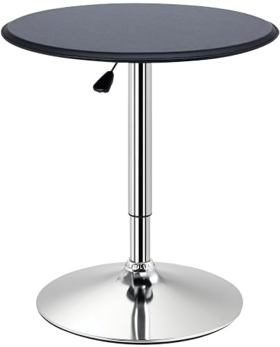 HOMCOM Round Bar Table 360 Degree Swivel Adjustable Height Metal Base Black