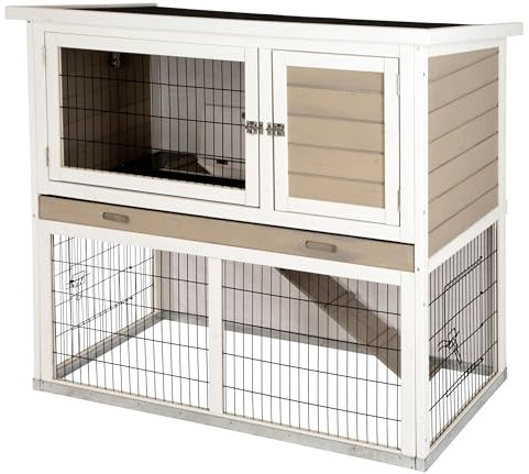 Kerbl Pet Nagerstall Lucky, Kleintierstall, Nagerstall, 115x65x100cm, Holz, Hasen, Kaninchen, Meerschweinchen, wetterfestes Dach