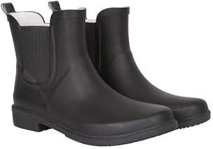 Mountain Warehouse Womens Ankle Wellies - Waterproof & Easy to clean Rainboots - Best for Spring Summer, Hiking, Trekking, Outdoors & Walking Black Adult Shoe Size 8