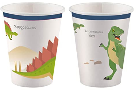 amscan 9903971-66 8 Gobelets 250 ml - en papier - Joyeux Dinosaures