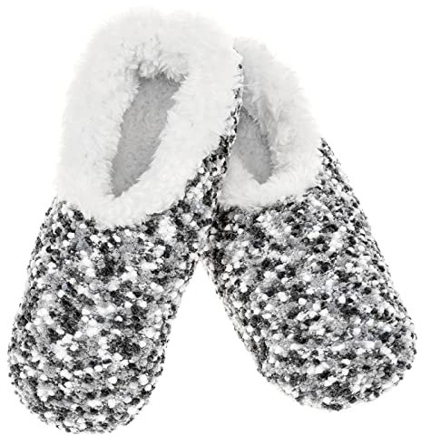 Snoozies! Popcorn Super Soft Womens Slippers with Non-Slip Sole - Ladies sizes from 3-7 (Black, medium)