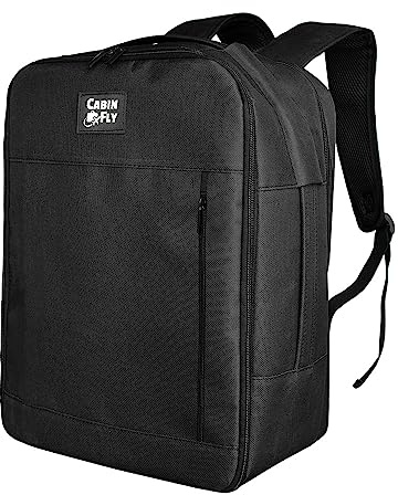 CabinFly Pacemaker Ryanair Rucksack Wizzair Handgepäck 40x30x20 Eurowings 40x30x20 Handgepäck 40x30x20cm Tasche Fortfahren Kabine Gepäck Transavia Vueling (Schwarz)