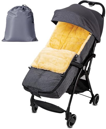 Fußsack Kinderwagen Baby Winter, Künstlich Lammfell Fusssack Kinderwagen Winter, Winterfußsack Kinderwagen Winter, Doppelschichtverdickung, Große Größe Fußsäcke passend für alle Kinderwagen, Grau