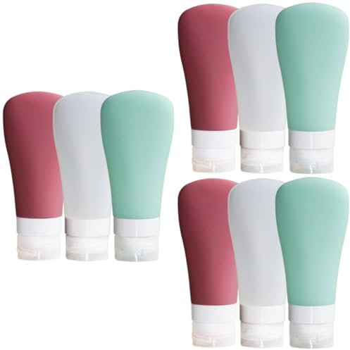 DOITOOL 9pièces Bouteilles De Voyage Silicone Souple De Flacons Distributeurs Pour Gel Et Lotion Pour Cosmétique Et Toilettes Extérieur Couleurs Aléatoires