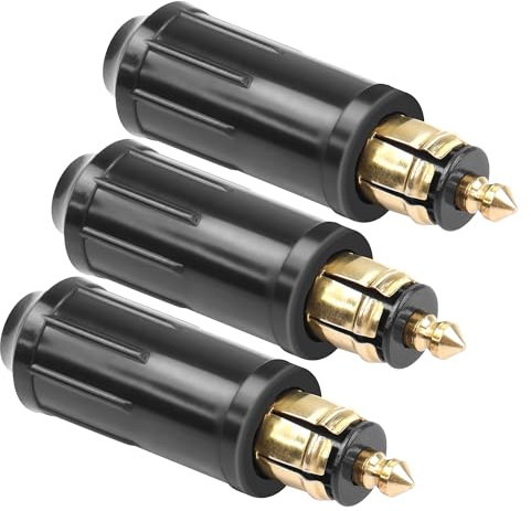CERRXIAN 3PSC DIN Hella Macho Enchufes Europeos 12V, Reemplazo del Adaptador de Encendedor de Cigarrillos DIN Compatible, Enchufe de reparación Hella de Bricolaje con Motocicletas