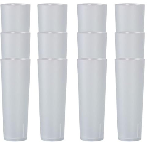 Parence.- Set de 20 vasos reutilizables de tubo de plástico duro - 33cl / Gran capacidad, todo tipo de bebidas, anti rotura