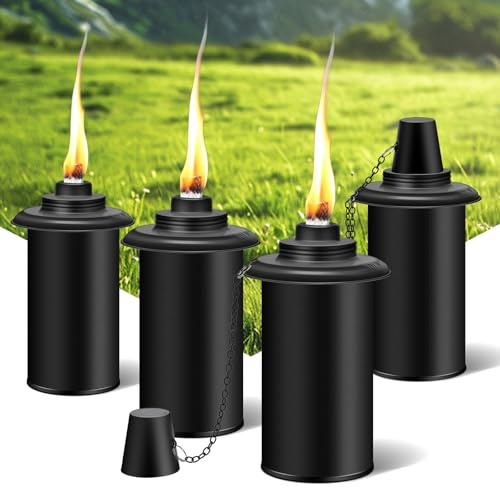 FALBAWR 4-Pack Citronella Torch Replacement Canisters,16oz Torch Refillable Canisters with Wicks - Ideal for Outdoor Parties and Garden Decor