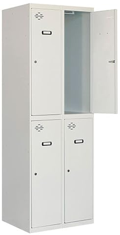 Simon Rack Taquillas Vestuario Metalicas, 4 Puerta, Incluye Llave, 1800x600x500 mm, Gris - Simonlocker