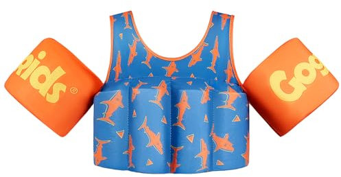 Kinder Schwimmweste mit Nicht Aufblasbaren Armbändern - Kinder Tragbare Einstellbare Auftriebsschwimmjacken, Weiches Stoff-Schwimmwasserflugzeug - Geeignet für 2-6 Jahre (15-30kg) Jung Mädchen