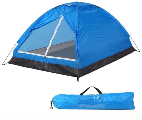 Tente d'extérieur facile à installer pour 2 personnes avec porte double couche et sac de transport pour plus de commodité (bleu)