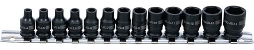 BGS 5296 | Juego de llaves de vaso de impacto hexagonal | entrada 6,3 mm (1/4) | 4-14 mm | 13 piezas