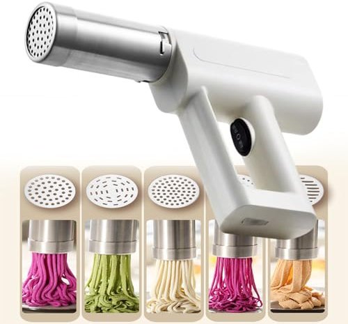 Pasta Maker，Máquina for Hacer Pasta Eléctrica, Mezcladores Automáticos Portátiles De Mano, Máquina for Hacer Ramen Con Fideos De Pasta,White
