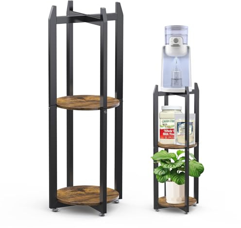 FRONDENT Support De Distributeur d'Eau, Support Plantes Intérieur à 3 Niveaux, Porte-Bouteilles En Métal Stable Pour Seaux De 1 à 5 Gallon, Porte-Fleurs Avec Disques Vintage Pour Restaurant Café Salon