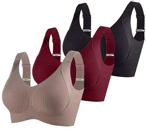 BVEBJDX Sports Bras for Women 3 Pack, Non Wired Bra Clearance Ladies Padded Push Up Bralette Multipack Wide Strap Brassiere Full Coverage Everyday Bras for Yoga Running Jogging Gym