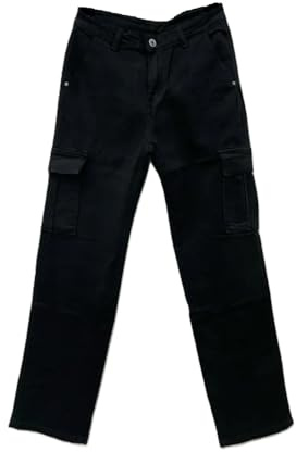 JOPHY & CO. Pantaloni Cargo Donna a Vita Alta con Tasche Laterali – Stile Casual Utility, vestibilità Comoda(cod. 8045)(Nero,S)